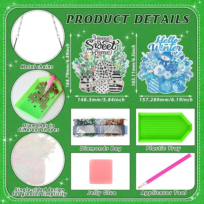 Cinnvoice 12 Pcs Summer Seasonal Diamond Art Hanging Ornament Kit - Image 3