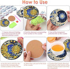 8 PCS Diamond Art Coasters Kits Sun and Month Diamond Painting Coaster | - Image 6