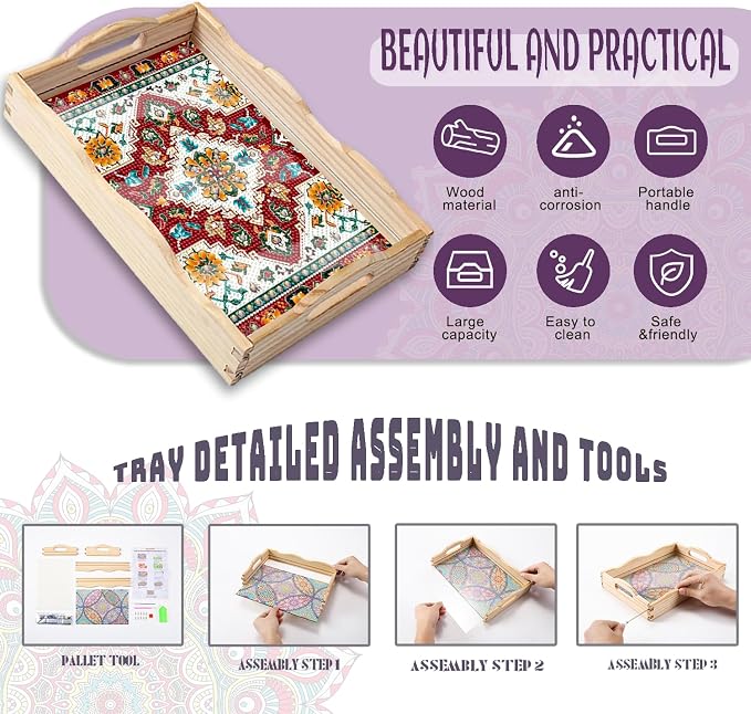 EWJRNSF Diamond Art Kits for Adults Wooden Serving Trays - Image 3
