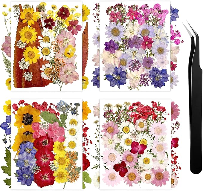 140Pcs Dried Flowers for Crafts, Dried Pressed Flowers for Resin Molds by Wellcometowyegey
