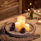 Hanobe Decorative Coffee Table Tray, Round Wood Candle Holder Plate | Wooden - Image 2