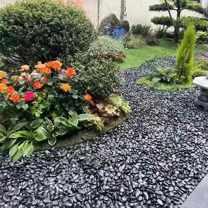 FANTIAN 5 Pounds Black Natural Decorative River Pebbles – 2-3 Inch Black - Image 9