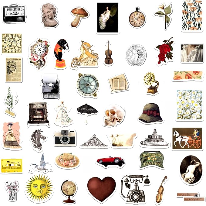 100 Pcs Aesthetic Vintage Vinyl Stickers - Image 4