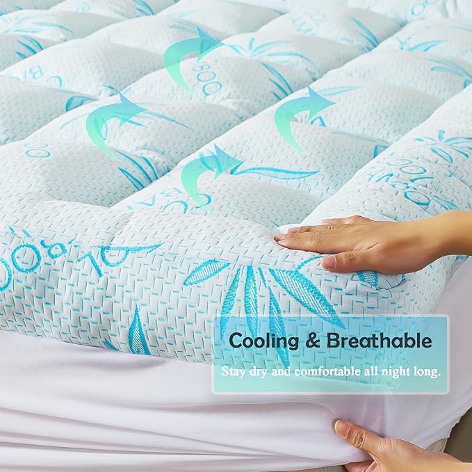 WhatsBedding 5 Inch Twin Mattress Topper Breathable Bamboo Viscose Air Layer - Image 5