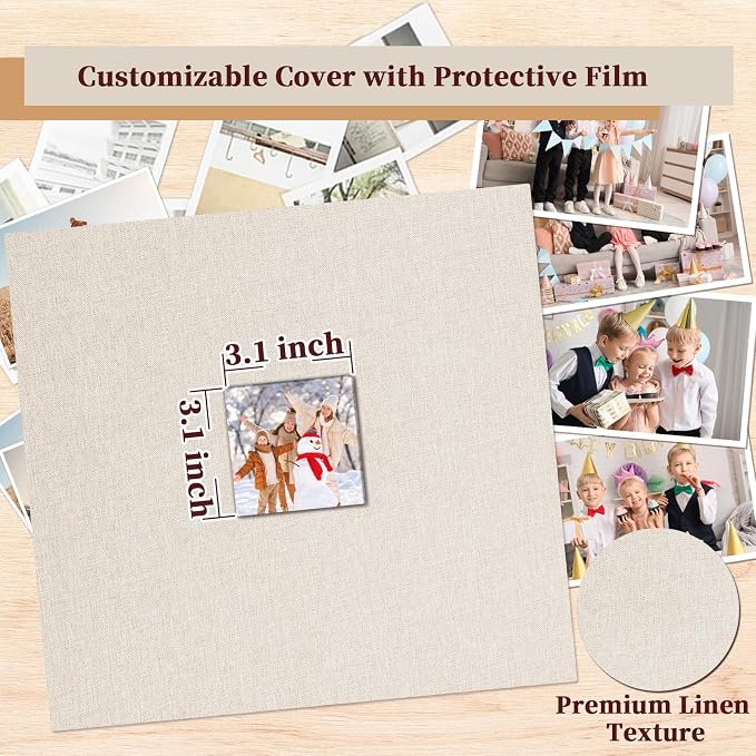 12x12 Inch Large 3 Ring DIY Scrapbook Photo Album, Linen Cover Scrapbook - Image 4