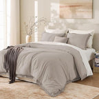 Andency King Size Comforter Set Khaki, 3 Pieces Boho Soft Lightweight Bedding - Image 10