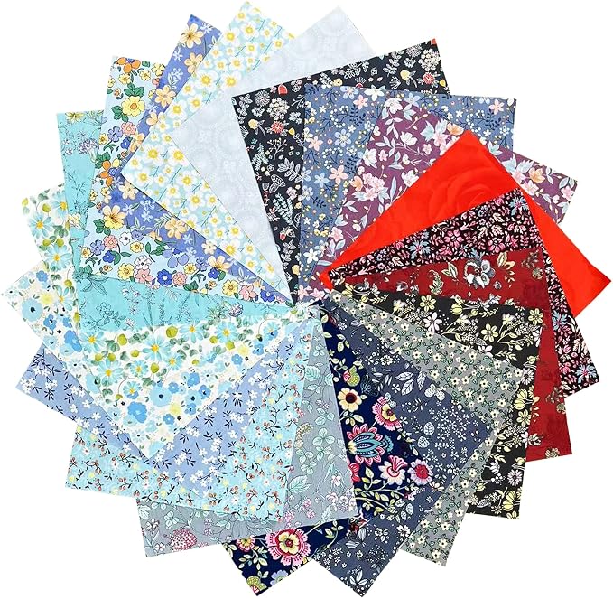 HANPATQUI 50PCS 8 x 8 inch Floral 100% Cotton Fat Quarters Fabric - Image 3