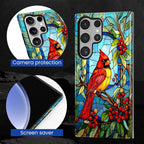 for Samsung Galaxy S23 Ultra Case, Stained Glass Cardinal Bird Pattern Glossy 2 - Image 5