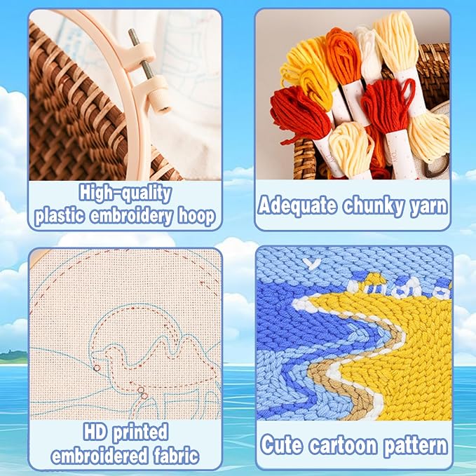 Seaside House Punch Needle Kit for Beginners, Crochet Kit for Adult, Home Decor - Image 3