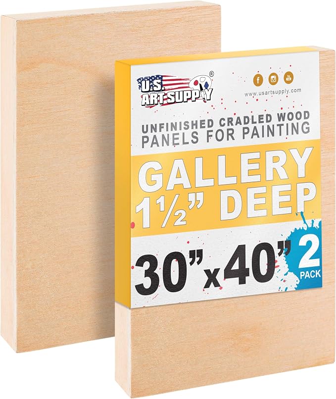 U.S. Art Supply 30" x 40" Unfinished Cradled Wood Panels by USArtSupply