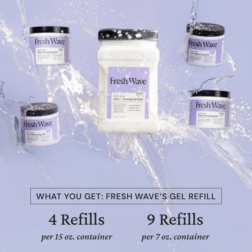 Fresh Wave Lavender Odor Removing Gel Refill, 63 oz. - Safer Odor Absorbers for Home, Natural Plant-Based Odor Eliminator, Every 15 oz. lasts 30-60 Days, For Cooking, Trash & Pets