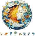Moon Sun Face Art Puzzles Fantasy Flowers Round Puzzle Adults Gifts by Jollitot