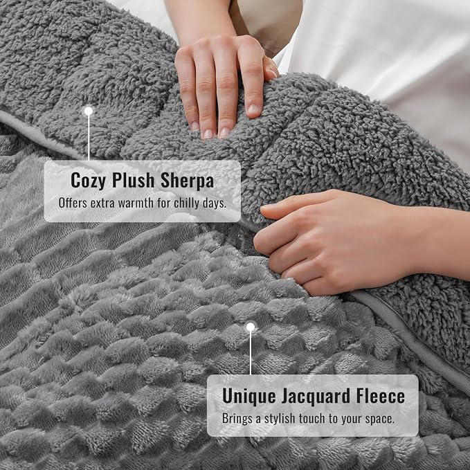 Uttermara Weighted Blankets for Adults Queen Size 15lbs, Soft Warm Sherpa - Image 2