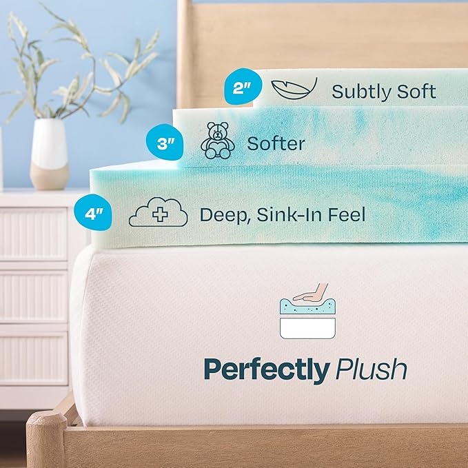 Linenspa 4 Inch Swirl Gel Memory Foam Mattress Topper, Twin XL Size – Cooling - Image 5