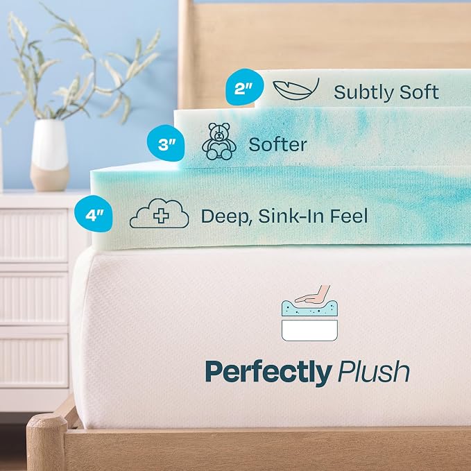 Linenspa 2 Inch Swirl Gel Memory Foam Mattress Topper, King Size – Cooling Gel - Image 4