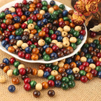 DAHI 500PCS Colorful Wooden Beads 10mm Assorted Macrame Wooden Loose Spacer - Image 4