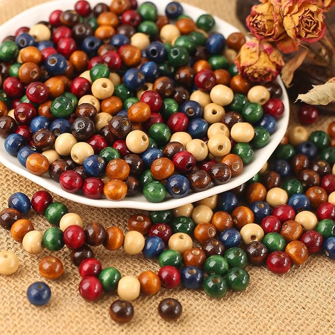 DAHI 500PCS Colorful Wooden Beads 10mm Assorted Macrame Wooden Loose Spacer - Image 4