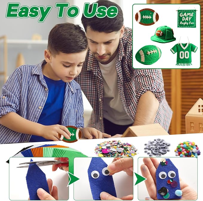 gisgfim 42Pcs Football Felt Fabric Sheets Craft Kit 8 x 12 Inch Green Brown - Image 4