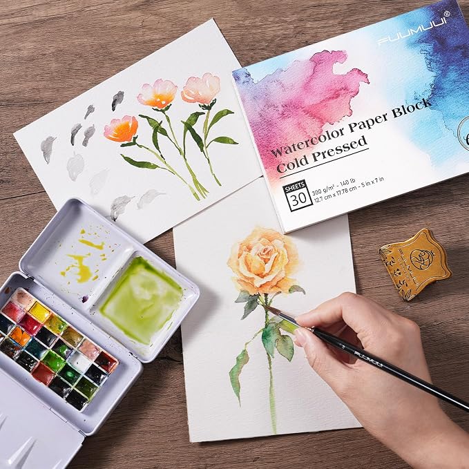 Watercolor Paper Block 5x7 Inch, Fuumuui 100% Cotton Watercolor Paper Pad of 30 - Image 5