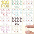 100Pcs Glitter Mini Resin Ducks, Colorful Tiny Ducks Figurines Bulk - Image 2