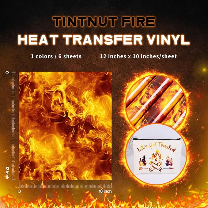 Tintnut Orange Flame Heat Transfer Vinyl, stretch washable, suitable - Image 2