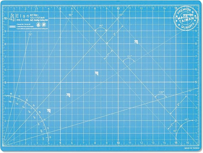 Elan Cutting Mat A3 Blue, Self Healing Cutting Mat 12x18 Inch, 5-Ply Craft by Elan