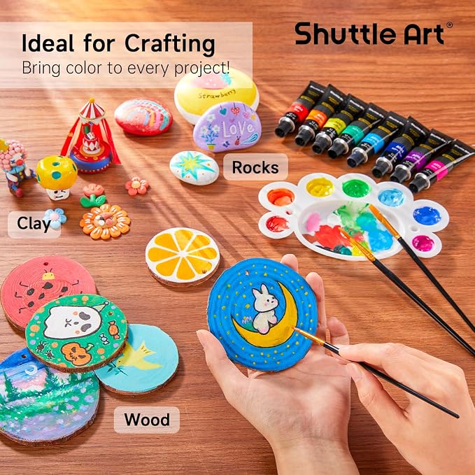 Shuttle Art Acrylic Paint Set, 16 x12ml Tubes Artist Quality Non Toxic Rich - Image 8