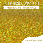 Ceya 3.8oz/ 110g Holographic Ultra Fine Glitter Powder Laser Cyan Gold Glitter - Image 2