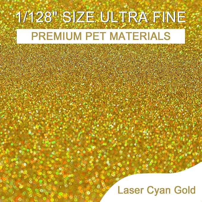 Ceya 3.8oz/ 110g Holographic Ultra Fine Glitter Powder Laser Cyan Gold Glitter - Image 2