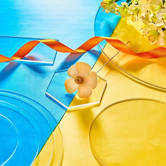 BENECREAT 5PCS 5 Inch Clear Acrylic Sheet Round Circle Dis Acrylic Sheet - Image 8