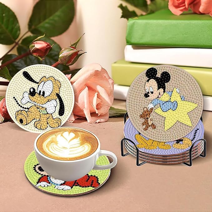 8 Pcs Cute Cartoon Diamond Art Coasters Kit - Image 3