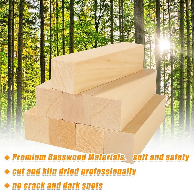 QTLCOHD 16 Pcs Basswood Carving Blocks 6 x 1.5 x 1.5 inch | Whittling Bass Wood - Image 3