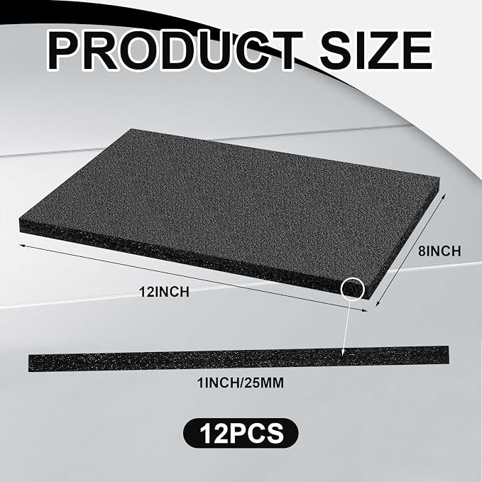 Frienda 12 Pcs 12" x 8" x 1" Polyethylene Foam Sheet Thick Black Packing Foam - Image 2