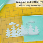HTVVETUR Glitter Cyan Heat Transfer Vinyl, Glow in The Dark HTV Vinyl Roll 12" - Image 5