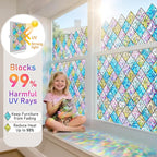 Sunbaby Window Privacy Film Stained Glass Decorative Rainbow Window Cling 3D - Image 3