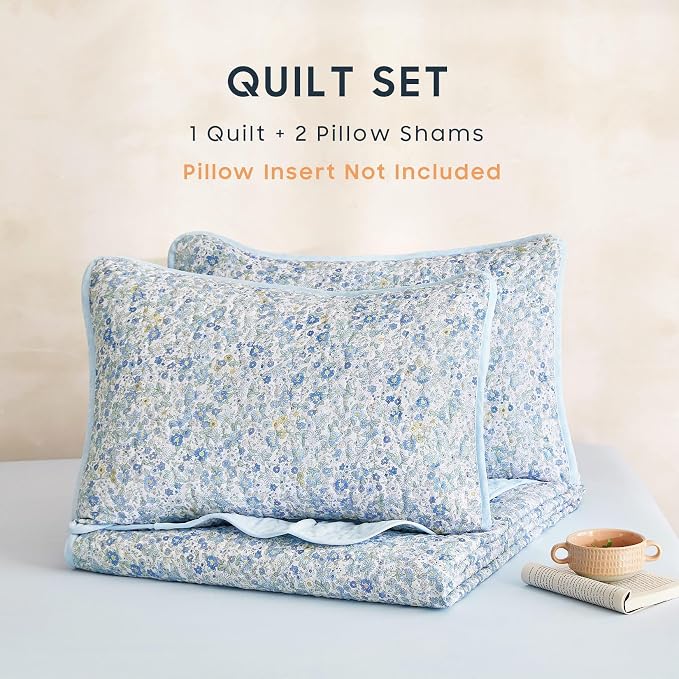 Wake In Cloud - Floral Quilt Set, Cute Vintage Flower Cottagecore Shabby Chic - Image 2