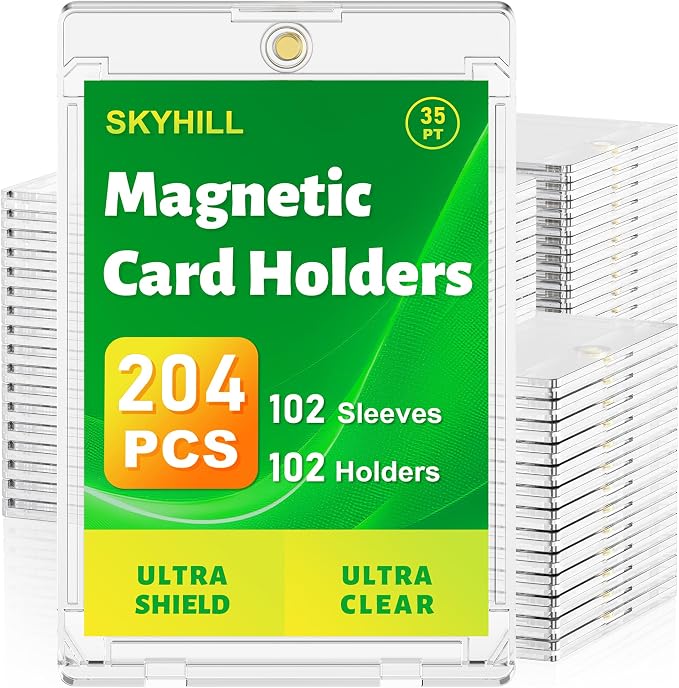 Skyhill 102ct Magnetic Card Holders, 35pt Acrylic One Touch Card Holder by SKYHILL