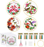 Zhenqing 4 Bird Circle Cross Stitch Kit 11CT Pre-Printed Floral Bird Embroidery - Image 2
