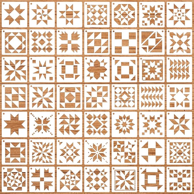 Stencils for Painting on Wood Reusable 3inch Barn Quilt Stencil for Crafts by SUNVERSE