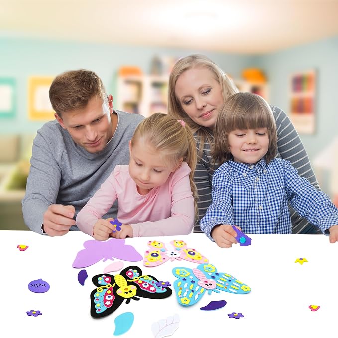 VKPI 4 Butterflies Foam Art Crafts Gift Kit, Creative Make Your Own Butterflies - Image 3