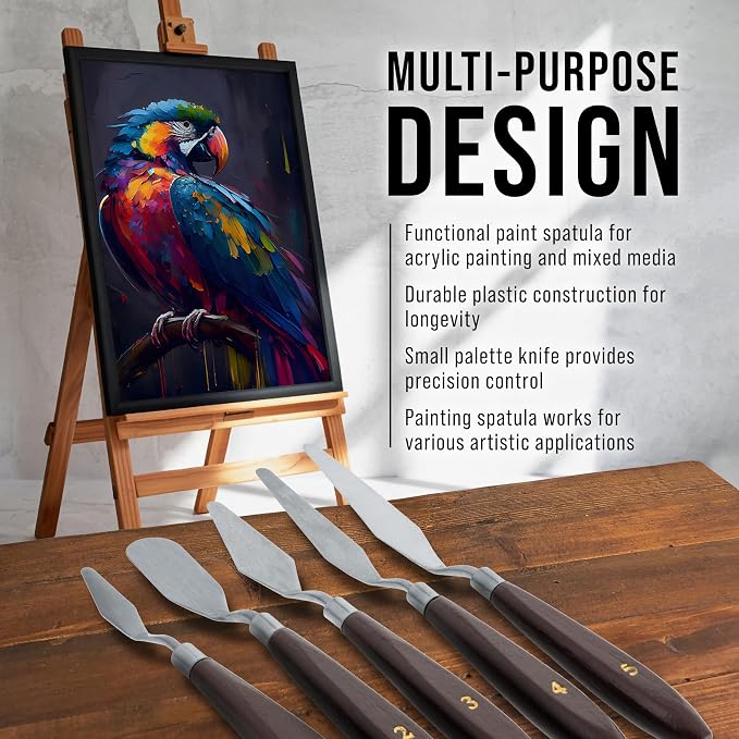 U.S. Art Supply 5-Piece Stainless Steel Palette Knife Set - Image 4