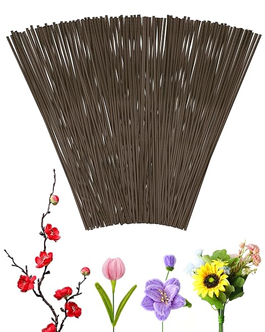 50 PCS FIVEIZERO 16 Gauge Brown Floral Wire Stems by FIVEIZERO