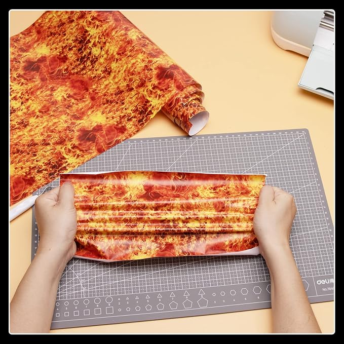 Tintnut Orange Red Flame Heat Transfer Vinyl Roll, stretch washable, compatible - Image 7