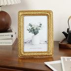 Cuspin Gold 4x6 Picture Frame, Ornate Decorative Rattan Resin Photo Frame - Image 2