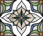 InHome Blue Alden Stained Glass Window Decal, Repositionable Decorative Window by IN+HOME