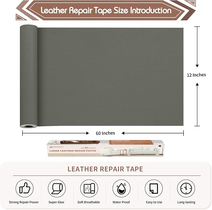 KING MOUNTAIN Leather Repair Patch, 12 x 60 Inches self Adhesive Leather Repair - Image 4
