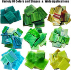 Broken Stained Glass Scraps Mixed Green Colors, Irregular Stained Glass Sheets - Image 3