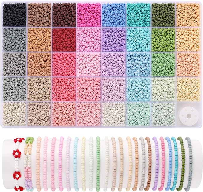 Funtopia 3 mm Beads for Bracelets, 39 Colours, 9600 Pieces, DIY Threading Bead - Image 6