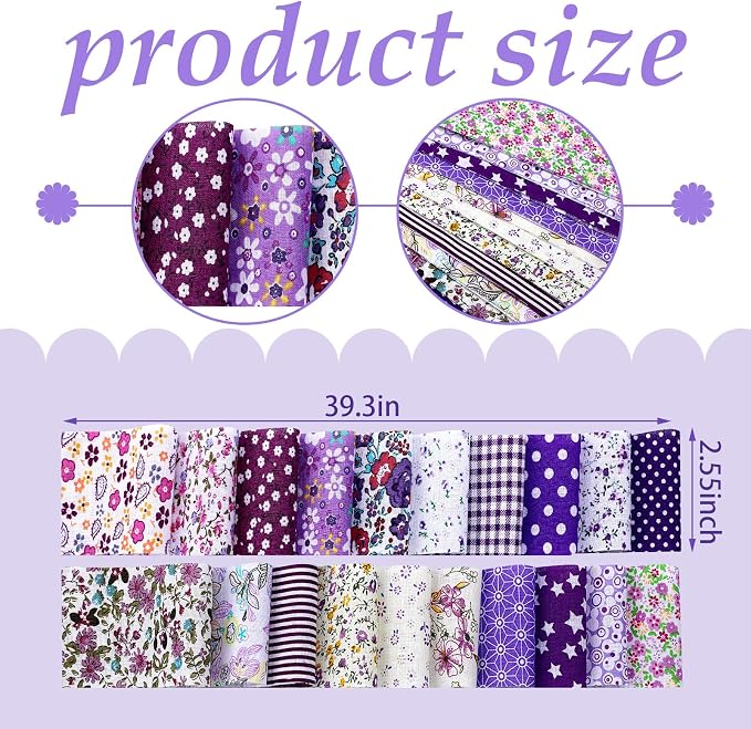 Hosuly 40 Pcs Purple Floral Jelly Fabric - Image 2