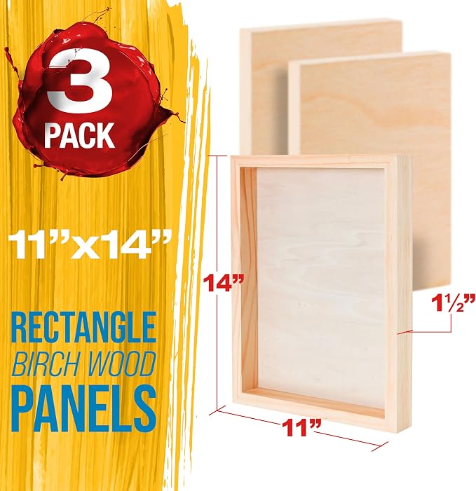 U.S. Art Supply 11" x 14" Unfinished Cradled Wood Panels - Image 2